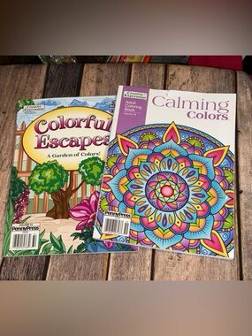 Expressions Colorful Escapes & Calming Colors Adult Coloring Books Lot- NEW